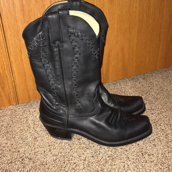 black square toe cowgirl boots